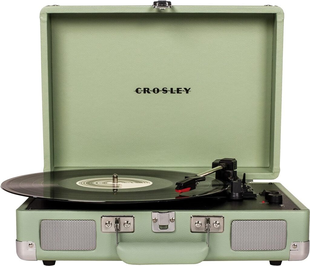 Crosley CR8005F-MT Cruiser Plus Vintage 3-Speed Bluetooth in/Out Suitcase Vinyl Record Player Turntable, Mint