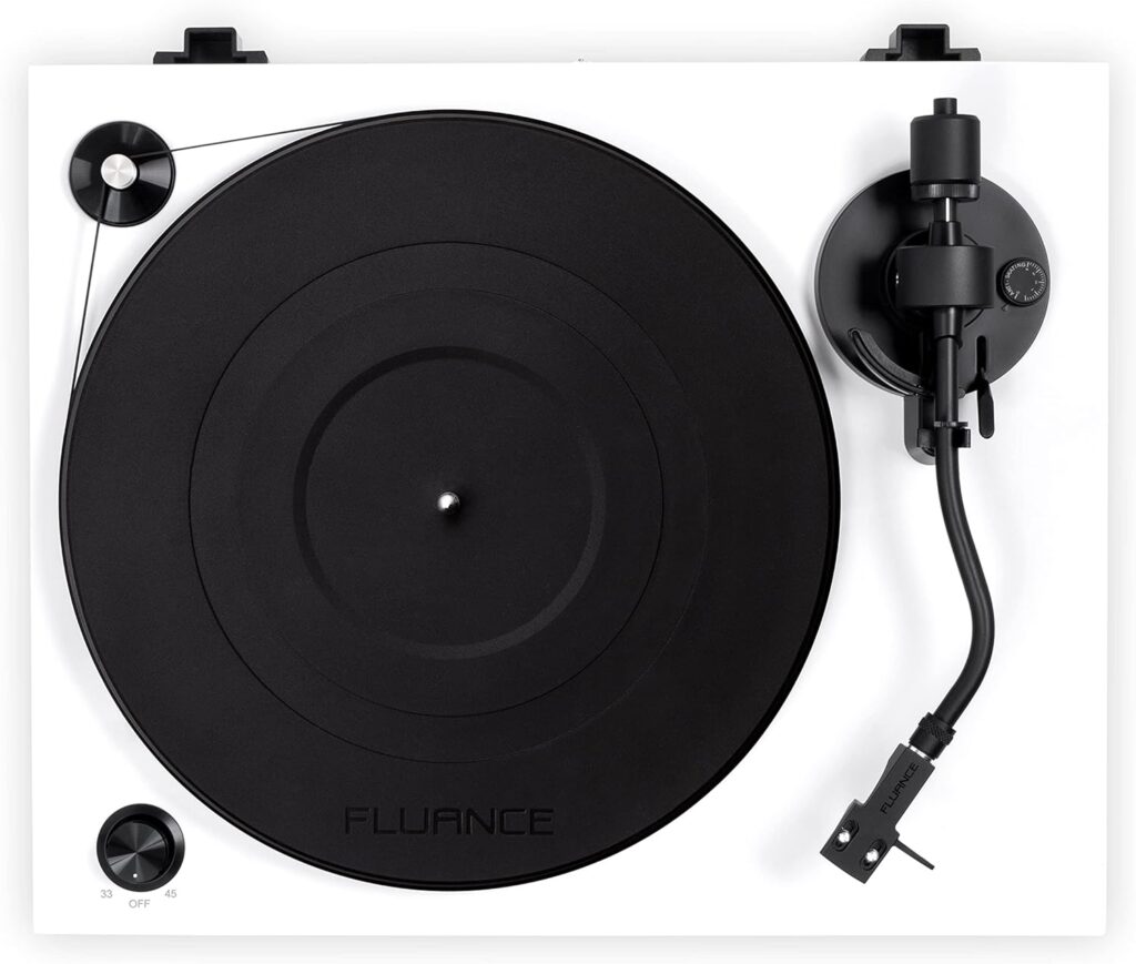 Fluance RT82 Reference High Fidelity Vinyl Turntable Record Player with Ortofon OM10 Cartridge, Speed Control Motor, High Mass MDF Wood Plinth, Vibration Isolation Feet - Walnut