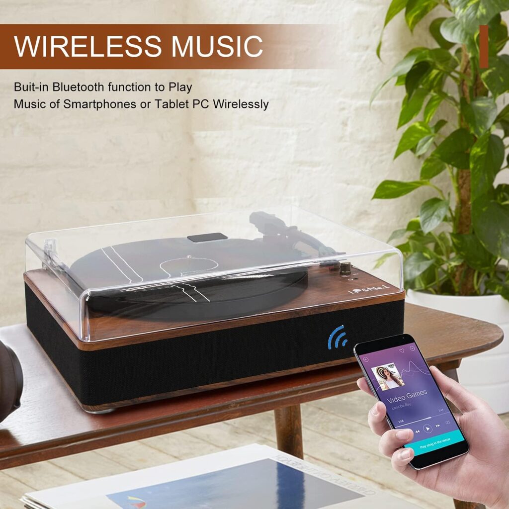 LPNO.1 Record Player Bluetooth Turntable with Built-in Speakers and USB PlayRecording Belt-Driven Vintage Phonograph Record Player 3 Speed for Entertainment and Home Decoration : Electronics