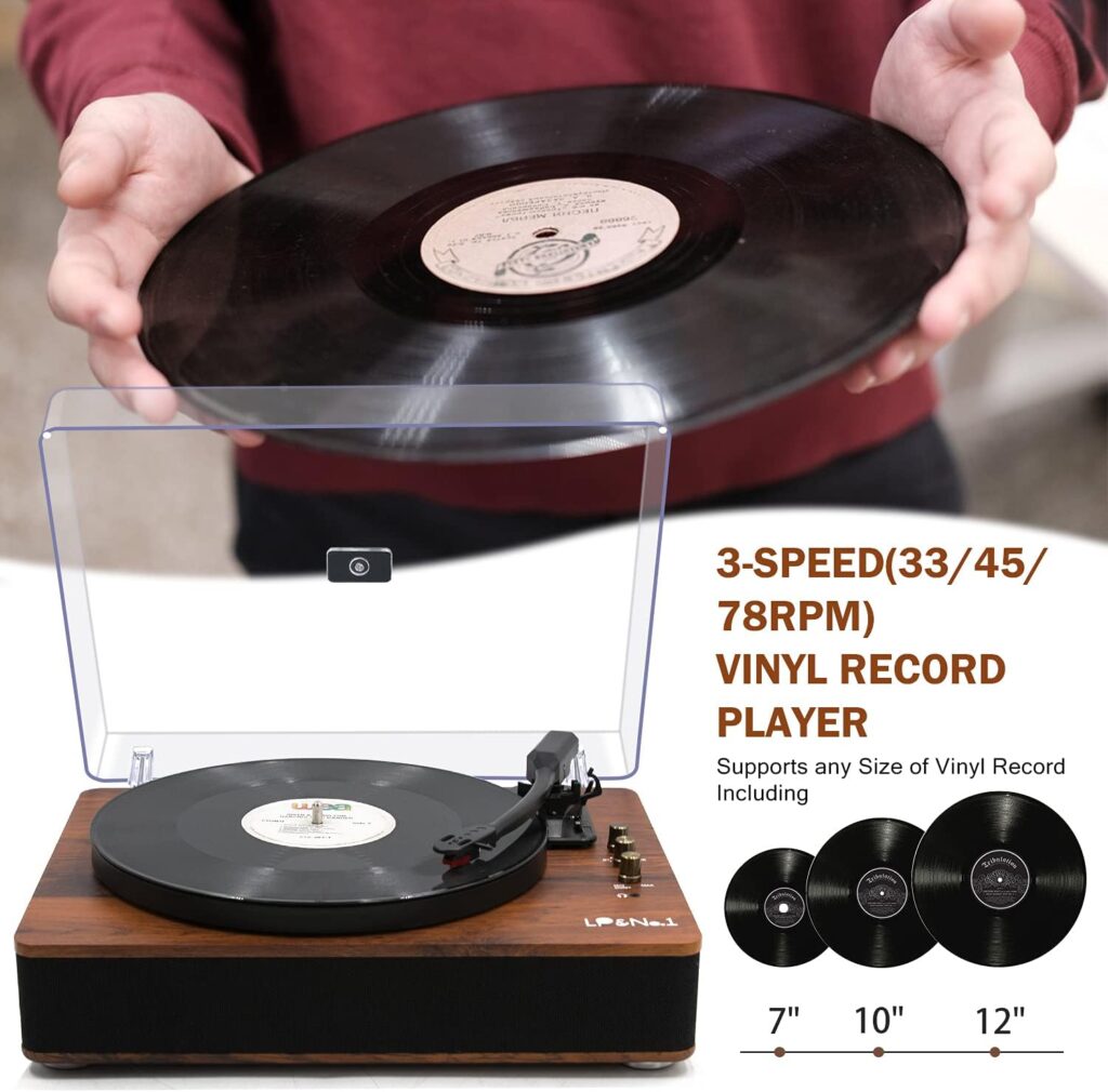 LPNO.1 Record Player Bluetooth Turntable with Built-in Speakers and USB PlayRecording Belt-Driven Vintage Phonograph Record Player 3 Speed for Entertainment and Home Decoration : Electronics