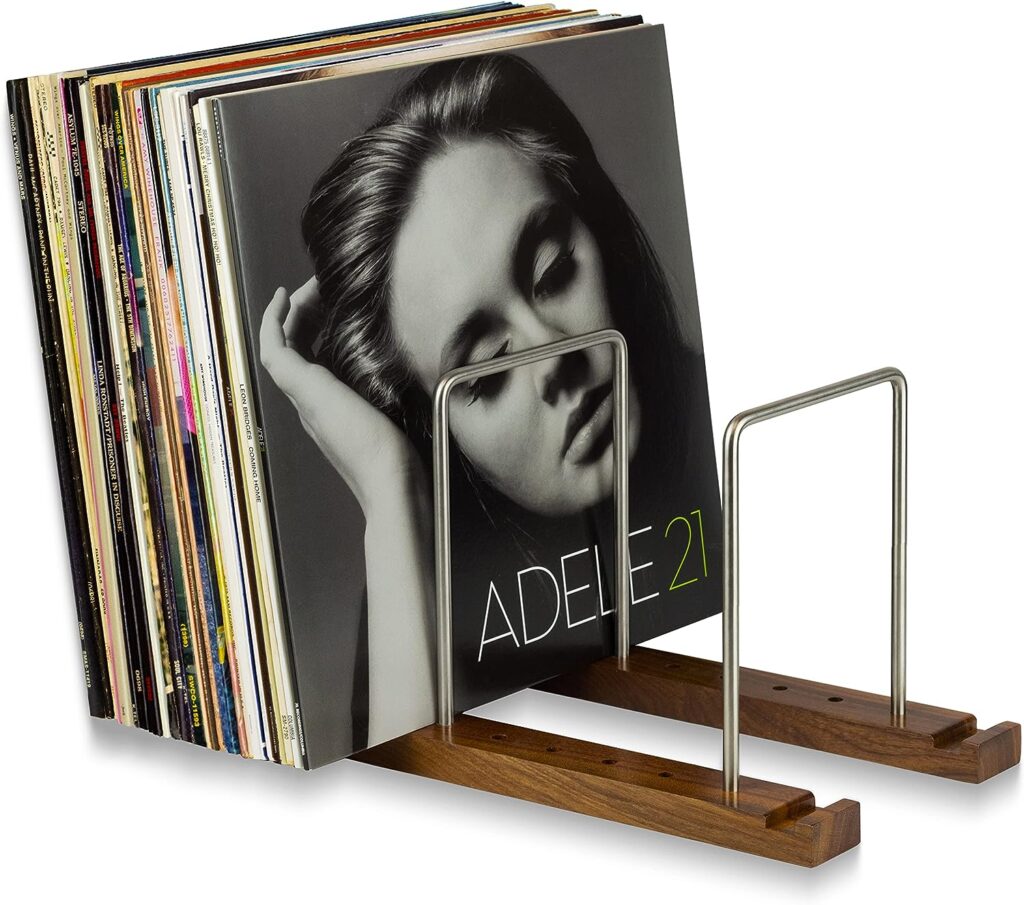Optage Audio 75 LP Vinyl Record Storage Holder, Solid Walnut Wood Record Holder for albums, Built-in Now Playing, Use for Record Storage, Vinyl Record Holder Rack, Vinyl Storage  Vinyl Stand