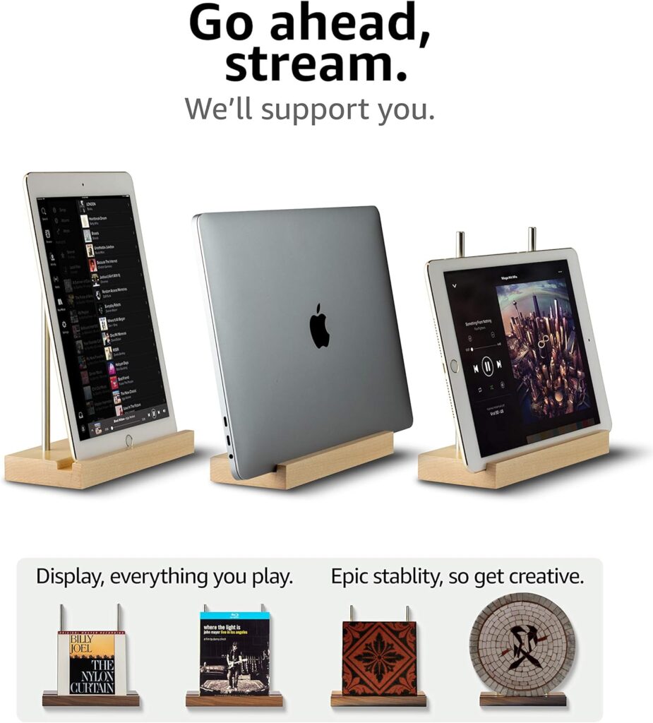 Optage Audio Tabletop Record Holder, Solid Wood Now Playing Vinyl Record Stand Display, Vinyl Holder, Vinyl Stand for Albums, cd, Ipad, Record Props Vinyl Record Display (Walnut)