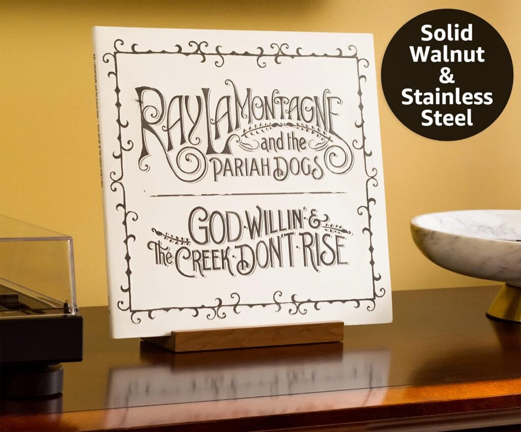 Optage Audio Tabletop Record Holder, Solid Wood Now Playing Vinyl Record Stand Display, Vinyl Holder, Vinyl Stand for Albums, cd, Ipad, Record Props Vinyl Record Display (Walnut)