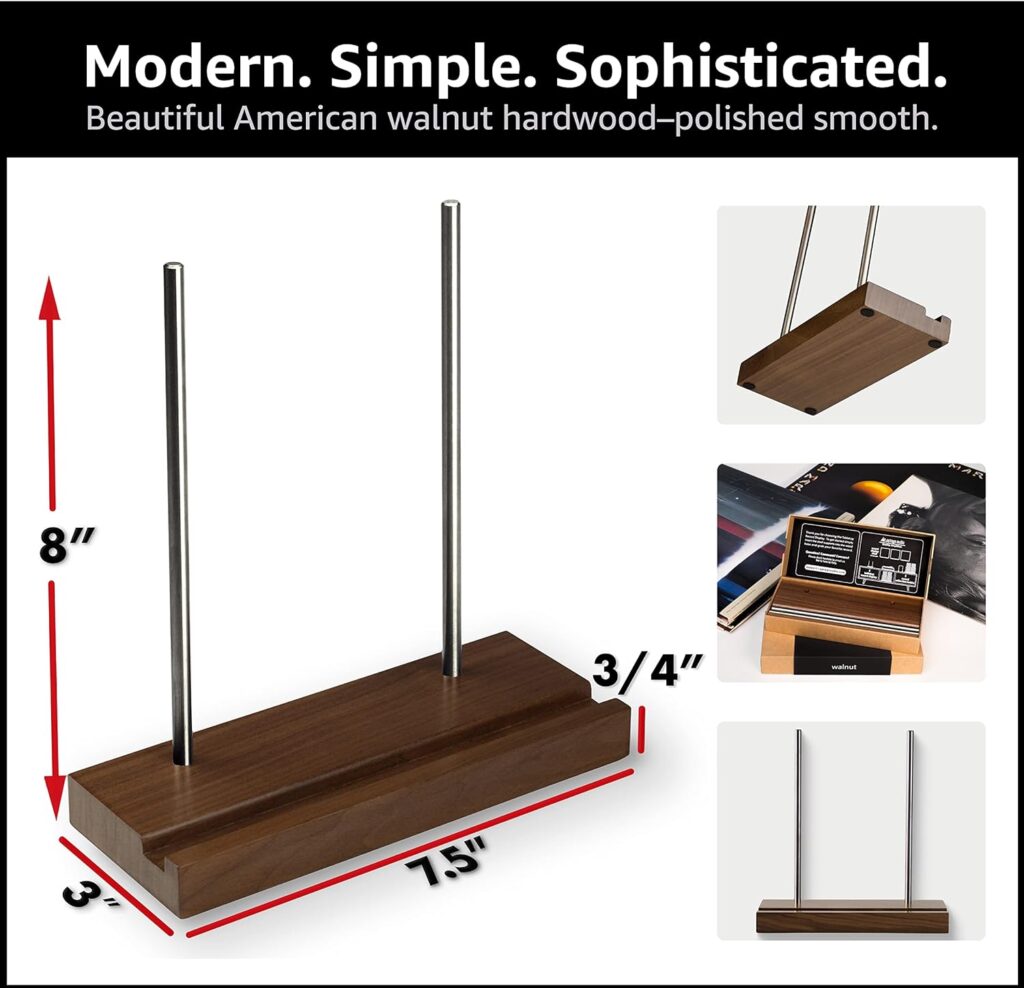 Optage Audio Tabletop Record Holder, Solid Wood Now Playing Vinyl Record Stand Display, Vinyl Holder, Vinyl Stand for Albums, cd, Ipad, Record Props Vinyl Record Display (Walnut)
