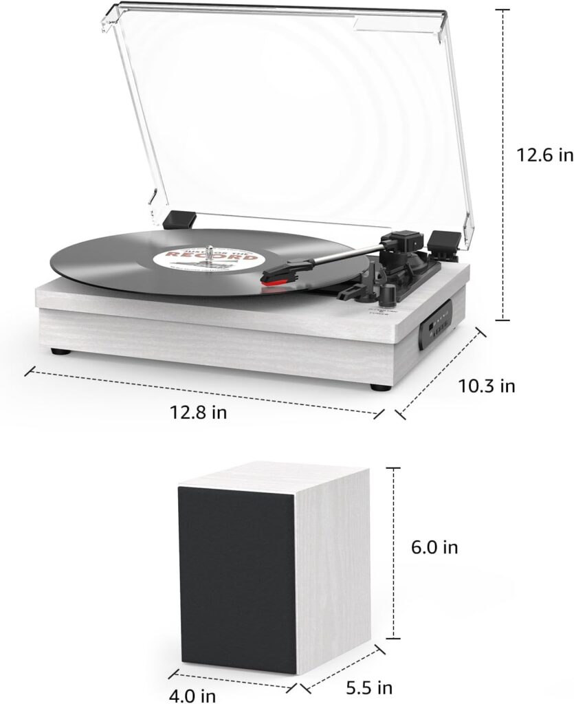 Record Player with Speakers, 3-Speed Vinyl Record Player with Dual Stereo Speakers Support Wireless Connection RCA Output Aux in USB Vintage Design Turntable Redbrown