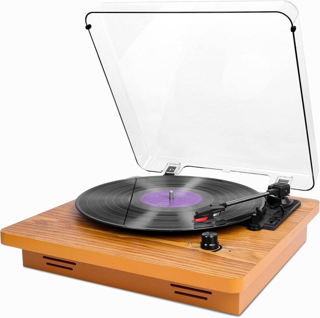 Wrcibo Record Player,Hall-Level Audio Quality Turntable,3-Speed Premium Wood Vinyl Player Suitable for Gift Giving,Home Decoration,Upgraded Stylus Reduces Risk of Record Damage.