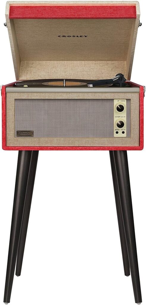 Crosley CR6233E-RE Dansette Bermuda Bluetooth in/Out Portable Vinyl Record Player Turntable with Aux-in, Red