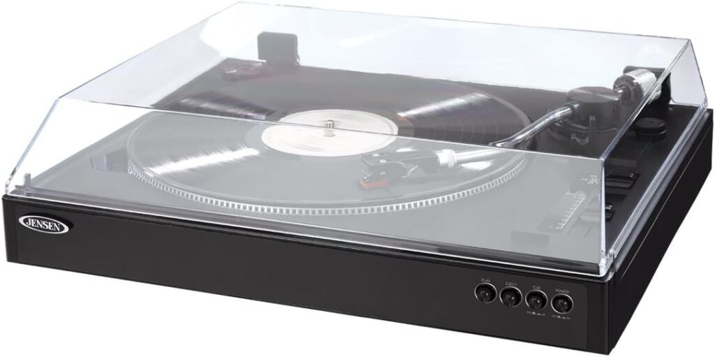 Jensen Turntable with Built in Speaker Black (JTA-470)